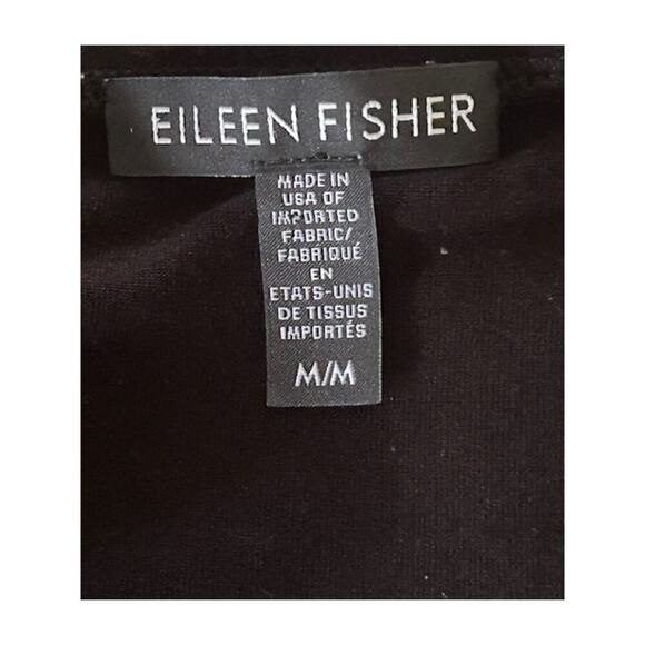 Eileen Fisher Black Stretch Knit V-Neck Dress - Size M - Picture 3 of 4